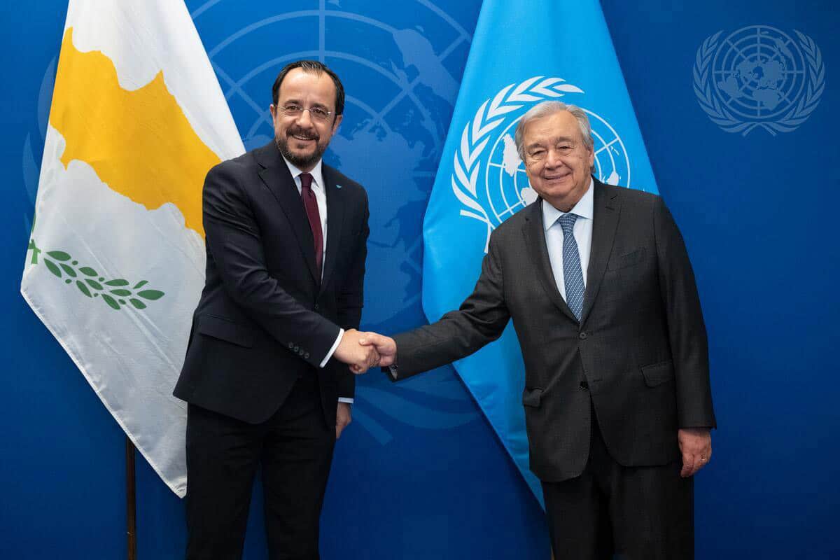 feature main story President Nikos Christodoulides with UNSG Antonio Guterres on Friday
